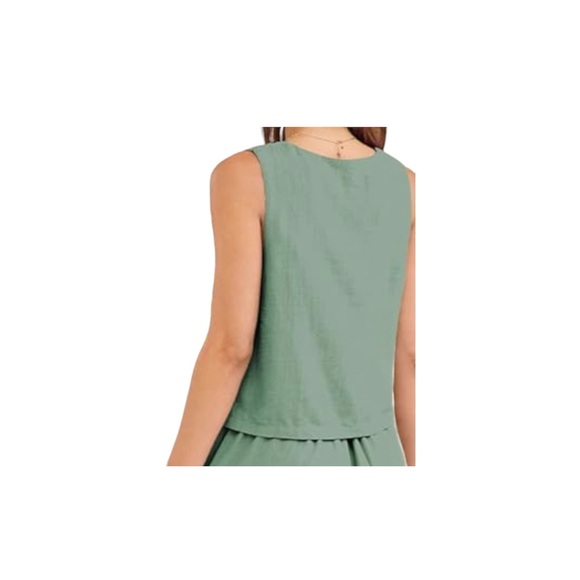 BNWT Automet Linen Square Neck Modern Top - Picture 2 of 7